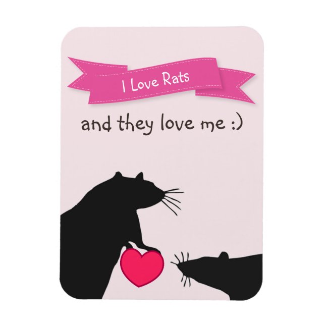 Magnet Flexible J'aime les rats et ils m'aiment (Vertical)