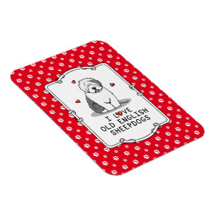 Magnet Flexible J'aime les vieux bergers anglais (Grey 1) mignonne