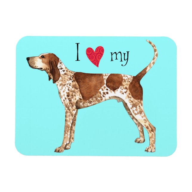 Magnet Flexible J'aime mon American English Coonhound (Horizontal)