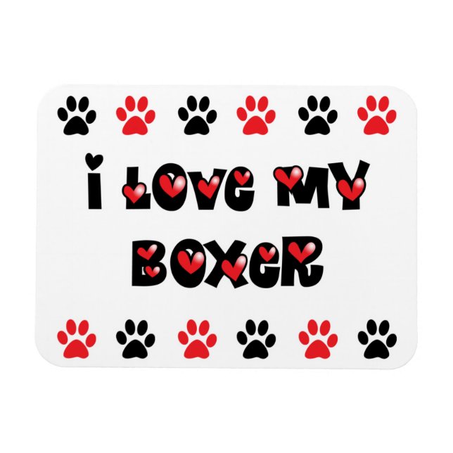 Magnet Flexible J'Aime Mon Boxer (Horizontal)