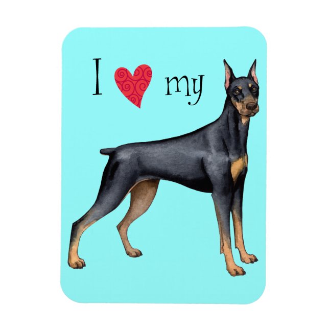 Magnet Flexible J'aime mon Doberman (Vertical)