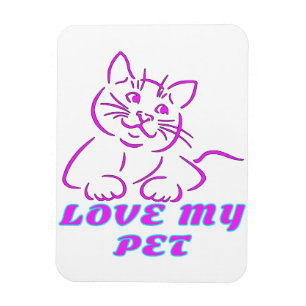 MAGNET FLEXIBLE J'AIME MON PETIT CHAT ROSE
