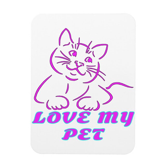 MAGNET FLEXIBLE J'AIME MON PETIT CHAT ROSE (Vertical)