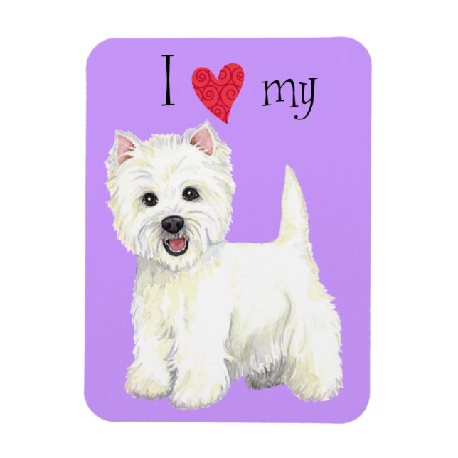 Magnet Flexible J'aime mon Westie (Vertical)
