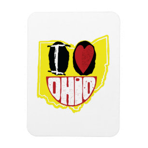Magnet Flexible J'Aime Ohio Sourire Un Visage Heureux
