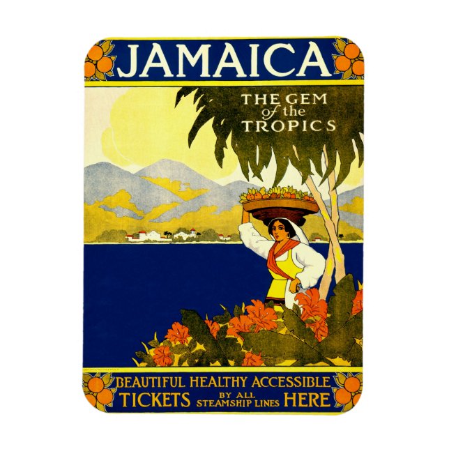 Magnet Flexible Jamaïque la perle des Tropiques Travel Poster 1910 (Vertical)