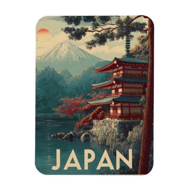 Magnet Flexible Japon Mont Fuji vintage (Vertical)