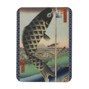 Magnet Flexible Japonais Koi Fish Festival Drapeau Antique