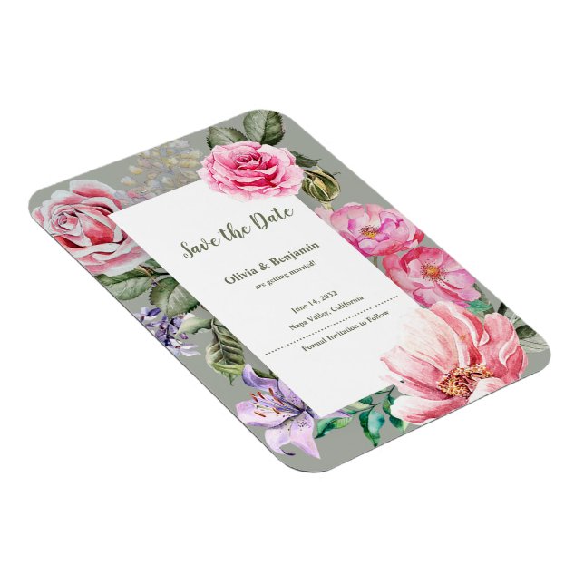 Magnet Flexible Jardin de teint floral mariage Save the Date (Côté Droit)
