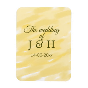 Magnet Flexible Jaune beurre pastel le mariage du nom du couple