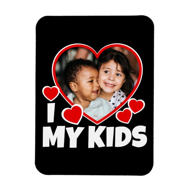 Magnet Flexible J'Coeur Mes Enfants Photo Personnalisée Flexible (Vertical)