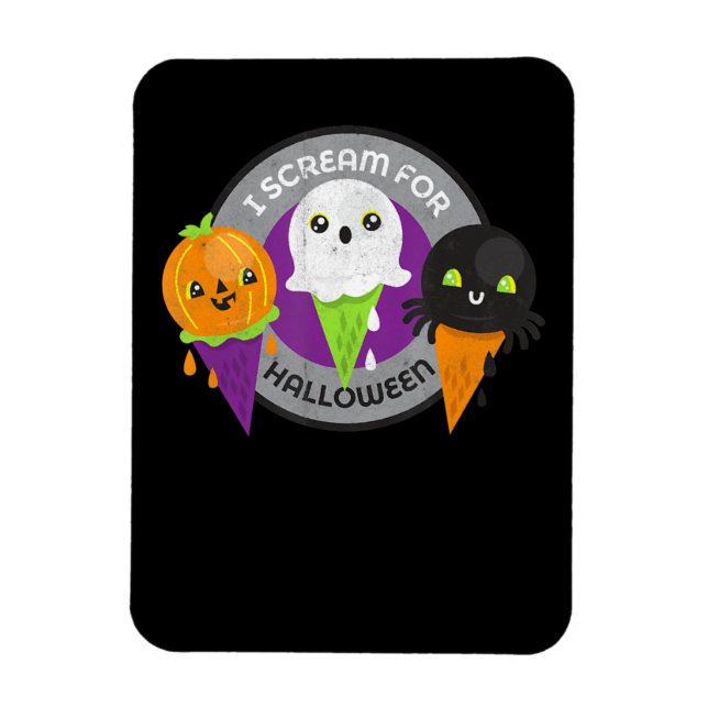Magnet Flexible Je hurle pour le Citrouille d'Halloween Spider Gho (Vertical)