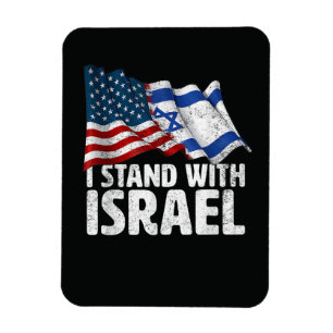 Magnet Flexible Je suis avec Israël Drapeau américain USA