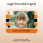 Magnet Flexible Je t'aime Grand-père orange et noir photo<br><div class="desc">Aimez-vous Grand-père aimant photo. Conçu avec des rayures et des points en orange et noir. Un petit cadeau mignon d'un petit-enfant.</div>