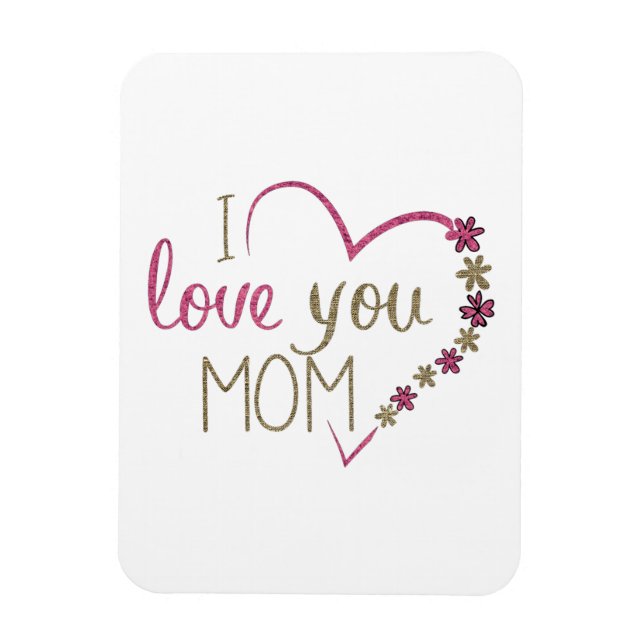 Magnet Flexible Je t'aime Maman Parties scintillant Coeur (Vertical)