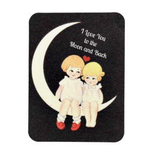 Magnet Flexible Je t'aime sur la Lune et de retour