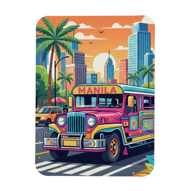Magnet Flexible Jeepney à Manille Philippines Voyage (Vertical)