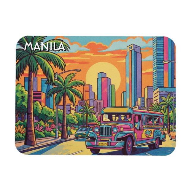 Magnet Flexible Jeepney à Manille Philippines Voyage (Horizontal)