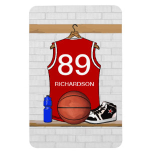 Magnet Flexible Jersey de basket-ball rouge et blanc personnalisé