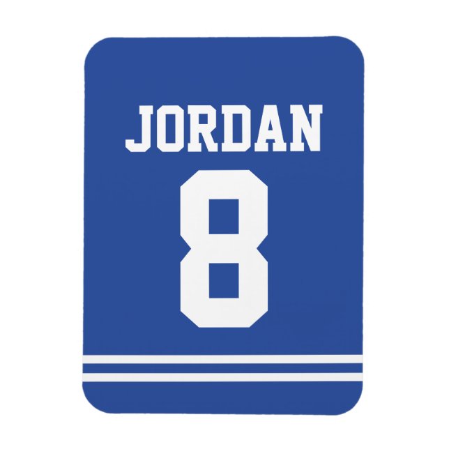 Magnet Flexible Jersey de football bleu avec numéro (Vertical)