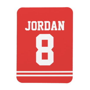 Magnet Flexible Jersey de football rouge avec nombre