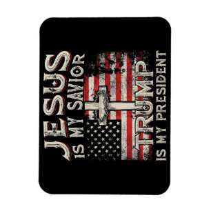 Magnet Flexible Jésus Est Mon Sauveur Trump Est Mon Président Amér