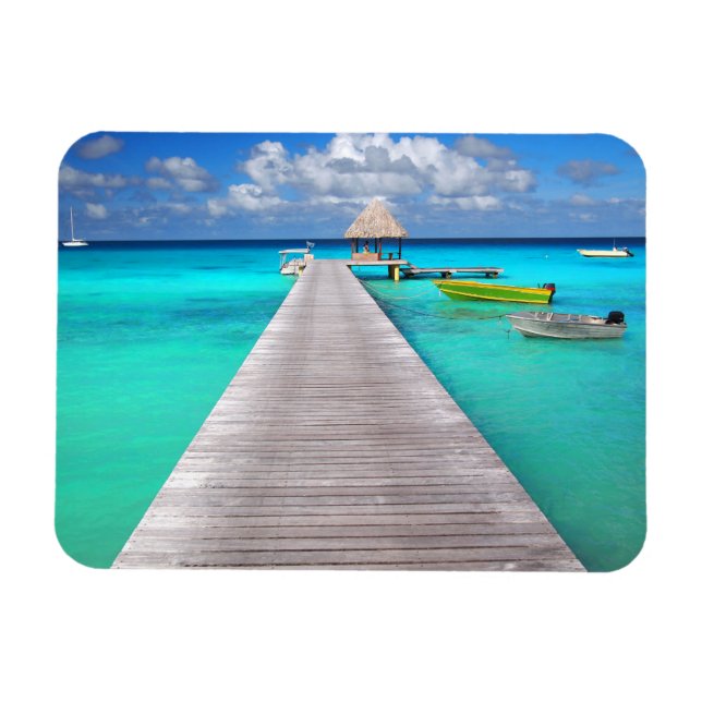 Magnet Flexible Jetty avec des bateaux dans un lagon tropical (Horizontal)