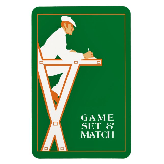 Magnet Flexible Jeu et match, arbitre de tennis rétro (Vertical)