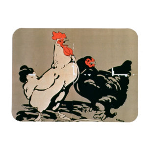 Magnet Flexible Jeune coq et poule (litho de couleur)