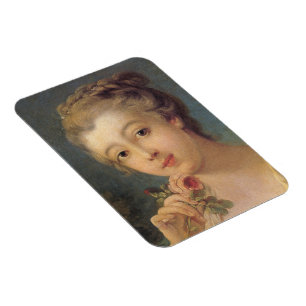 Magnet Flexible Jeune femme avec un bouquet de roses en détail