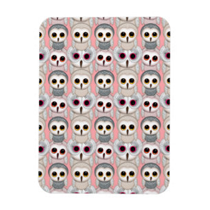 Magnet Flexible Jeunes Hiboux sur Motif Rose