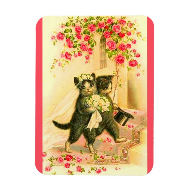 Magnet Flexible Jeunes mariés avec chaton (Vertical)