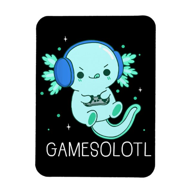 Magnet Flexible Jeux Kawaii Axolotl Axolotl Joueur (Vertical)
