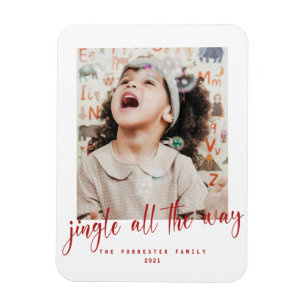 Magnet Flexible Jingle All Way Rouge Script Photo Holiday Card