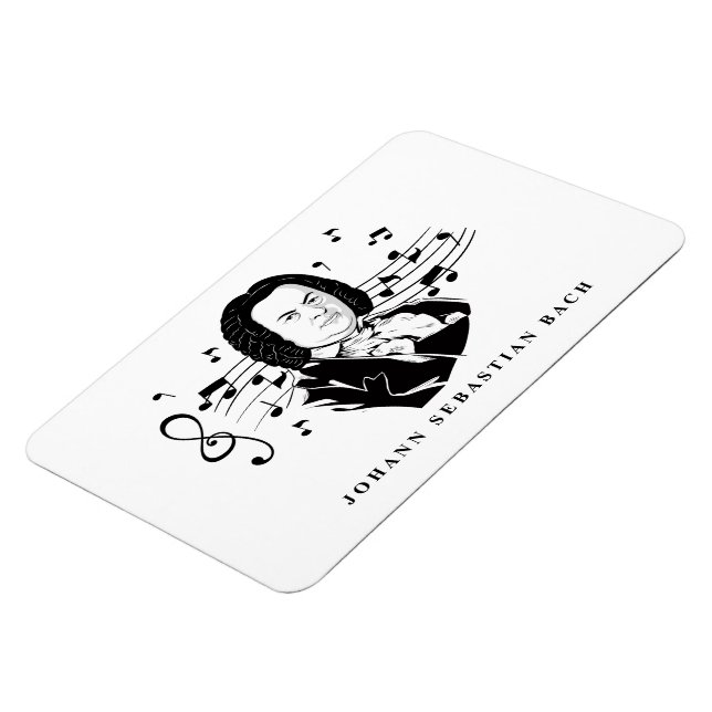 Magnet Flexible Johann Sebastian Bach Portrait et buste avec notes (Côté Gauche)