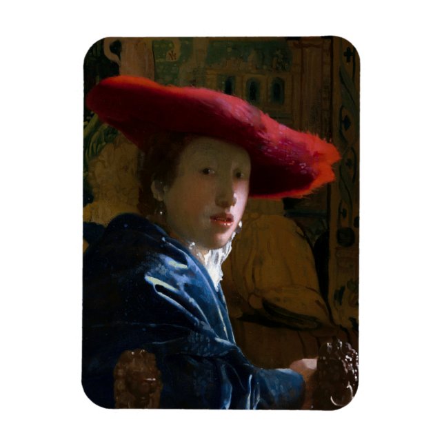 Magnet Flexible Johannes Vermeer - Fille avec un Casquette rouge (Vertical)