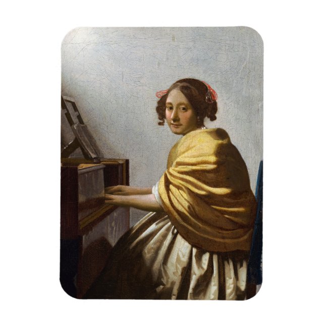 Magnet Flexible Johannes Vermeer - Jeune femme assise à Virginal (Vertical)