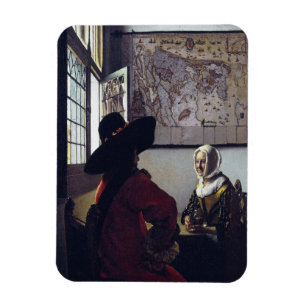 Magnet Flexible Johannes Vermeer, Officier Et Fille Rirante