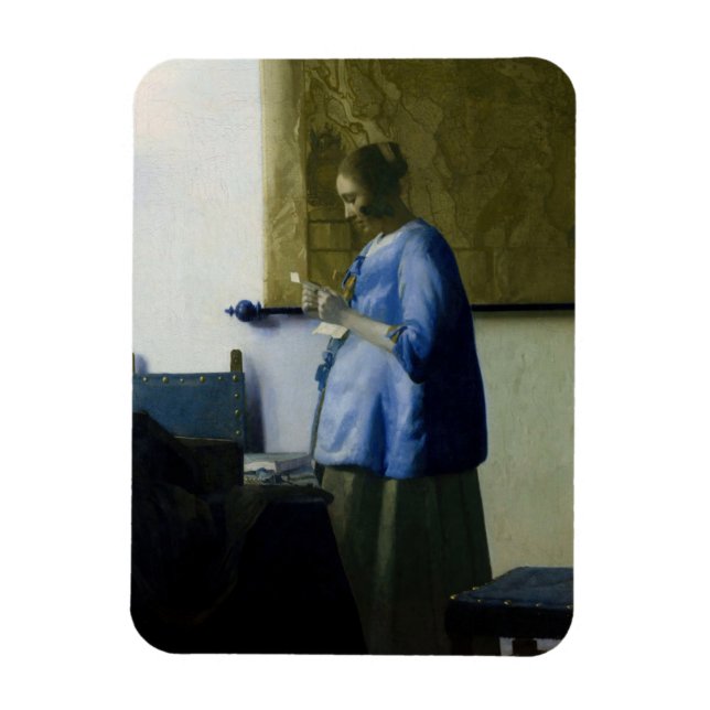 Magnet Flexible Johannes Vermeer - Une femme en bleu lisant une le (Vertical)