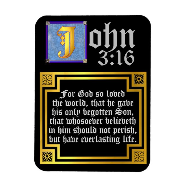 Magnet Flexible John 3:16 Lettre éclairée Citation de la Bible de  (Vertical)