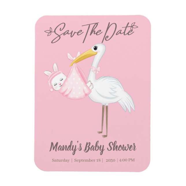 Magnet Flexible Joli aimant flexible pour save the date Stork Rose (Vertical)