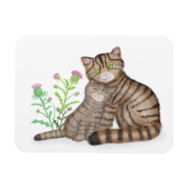 Magnet Flexible Joli aimant représentant un chat sauvage écossais  (Horizontal)