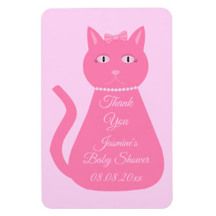 Magnet Flexible Joli bébé rose fille chat Baby shower personnalisé