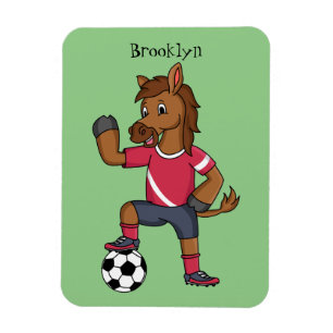 Magnet Flexible Joli cheval drôle jouant dessin de football
