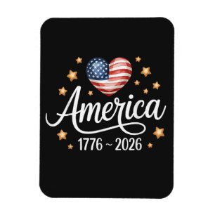 Magnet Flexible Joli cœur de drapeau 1776-2026 4 juillet 250e