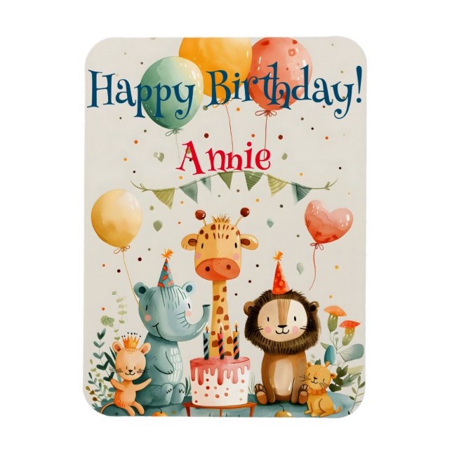 Magnet Flexible Joli dessin animal enfants avec éléments d'anniver (Vertical)