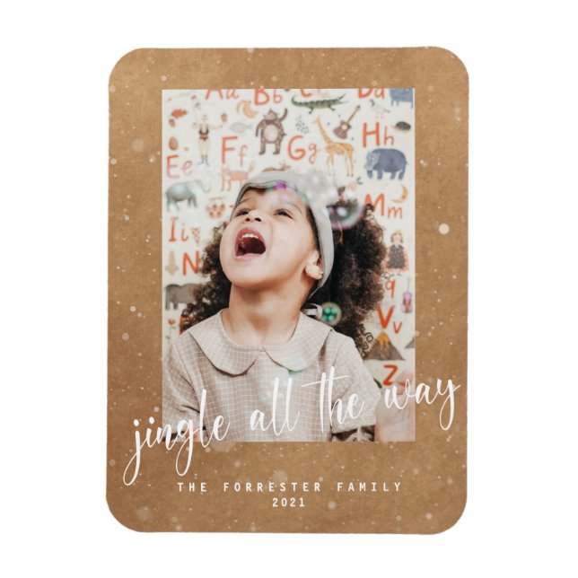 Magnet Flexible Joli Kraft Jingle All The Way Script 2 Photo  (Vertical)