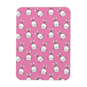 Magnet Flexible Joli lapin blanc de Pâques sur rose
