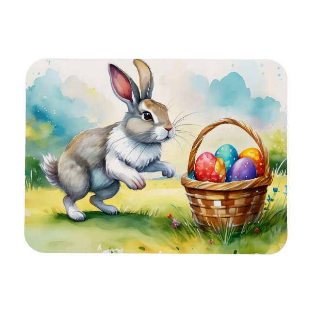 Magnet Flexible Joli lapin de Pâques Vintage (Horizontal)