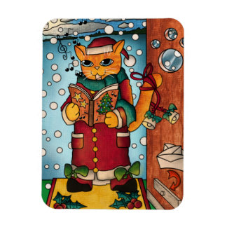 Magnet Flexible Joli Noël Carol Chanteur Aimant Chat
